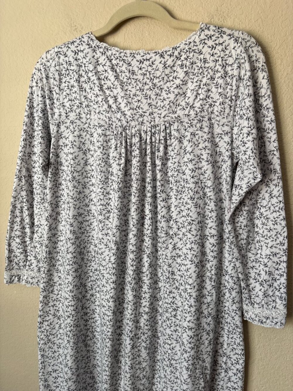 Eileen West Lace Trim Cottagecore Prairie Modest Cotton Long Sleeve Nightgown - Picture 9 of 9